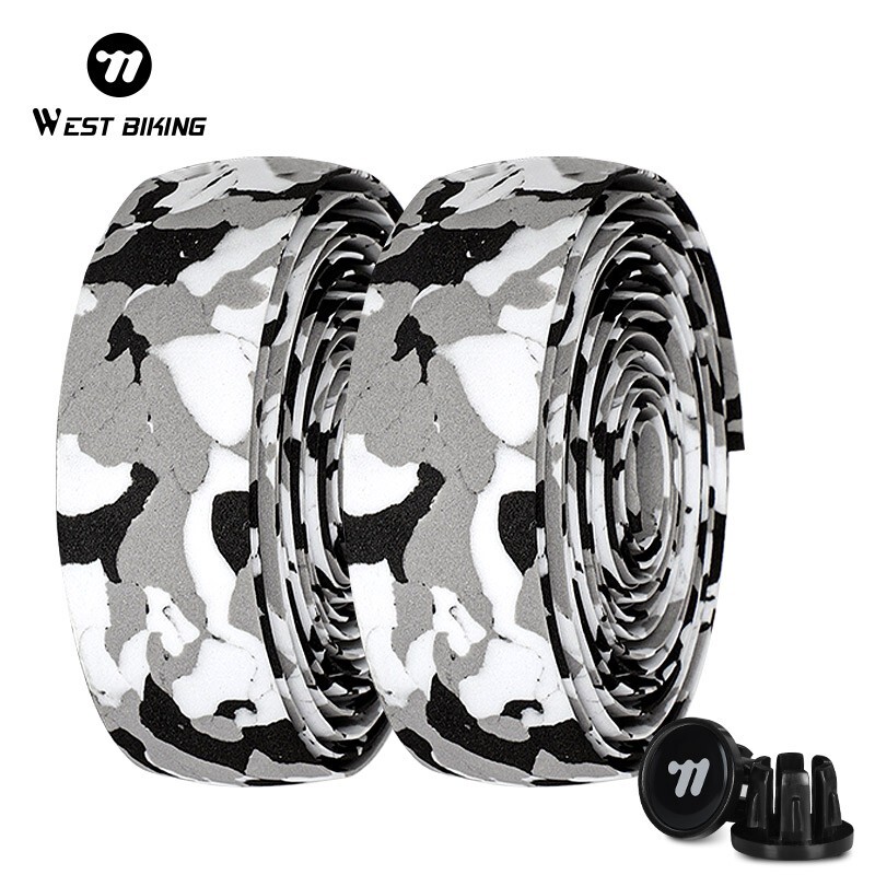 West Biking Road Bike Bicycle Handlebar Tape PU EVA Handlebar Tape Black One Pair