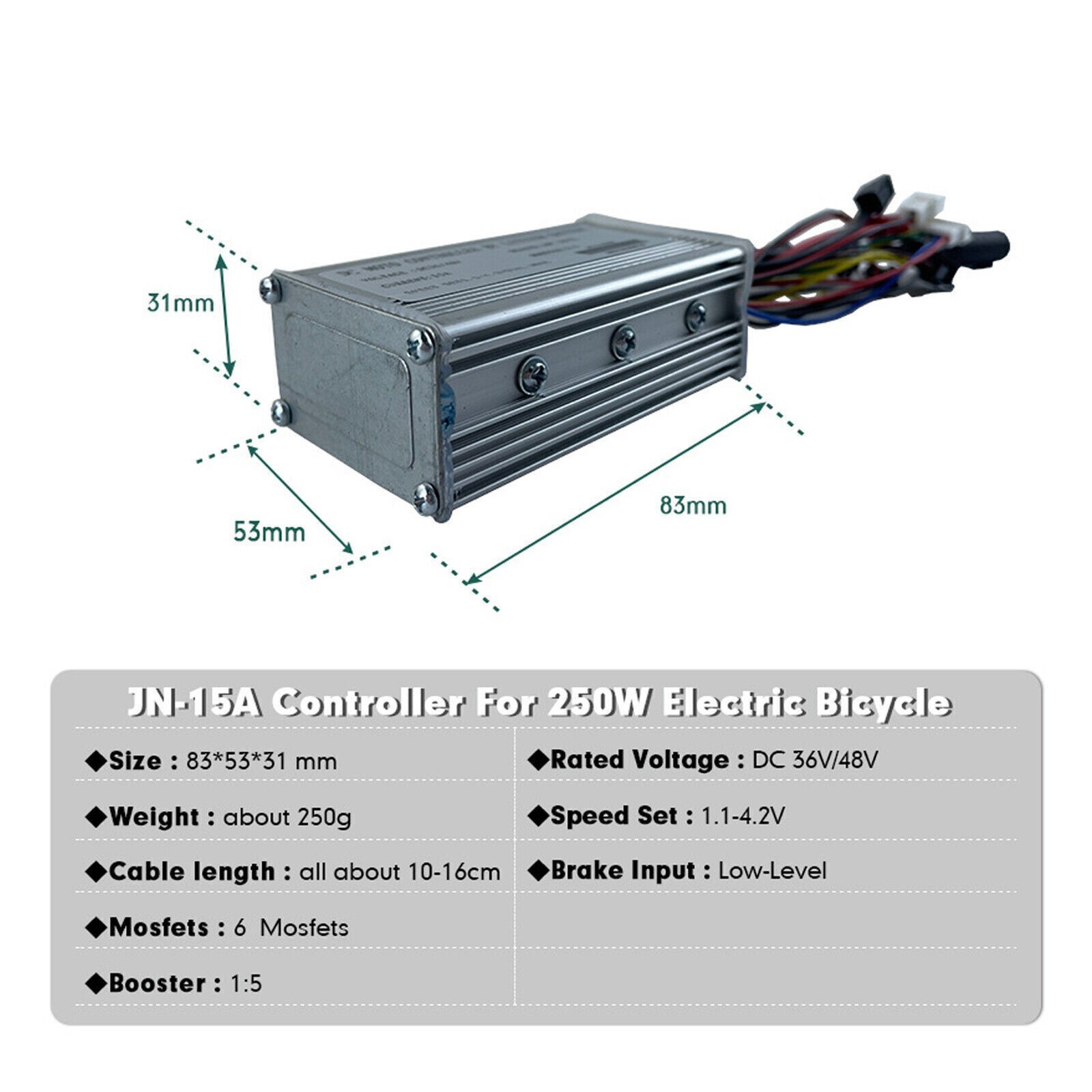 E-bike 36V 48V 6 FET 15A 250W Brushless Motor JN Controller For Electric Bicyc .