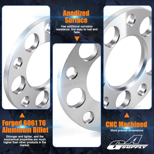 10mm 5x120mm Wheel Spacers Fit for 128i 135i 318i 10mm, No Lug Bolts silver