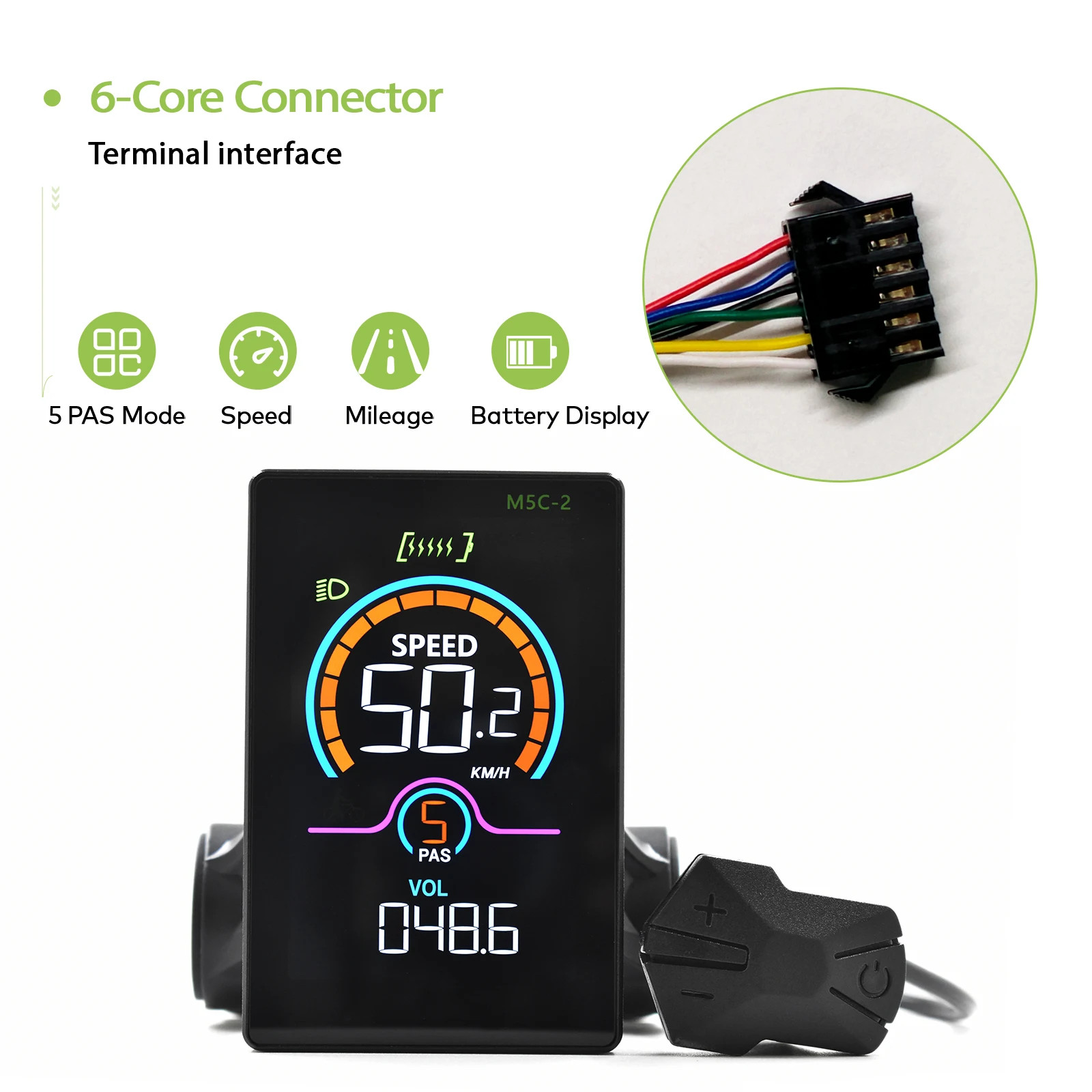 Electric Bike Computer Bluetooth Wired Digital Color LCD Display Vehicle Locking