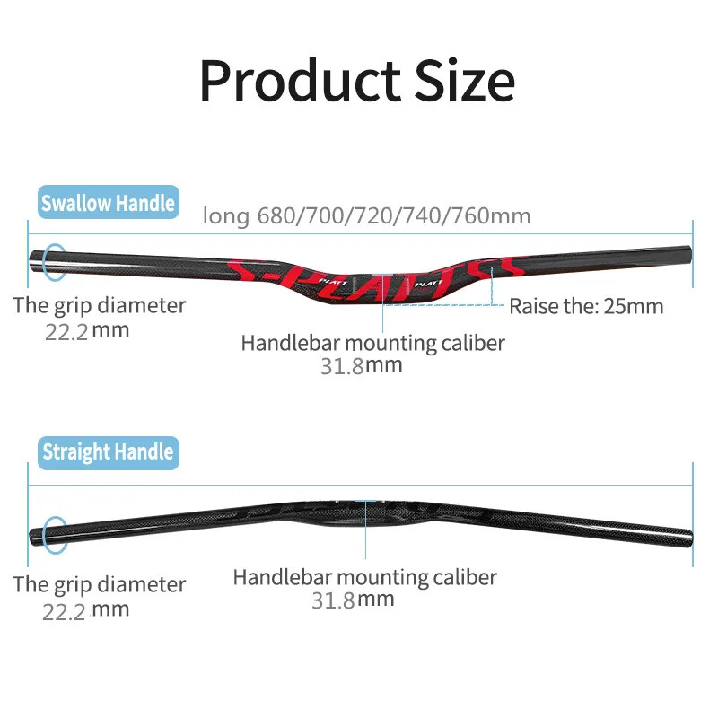 Ultralight Carbon Fiber Handle Bar Mountain Bike Road Bike Riser Bar 720mm