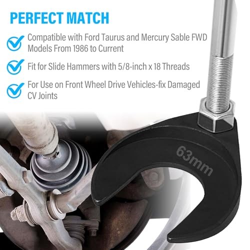 63mm Inner CV Axle Puller Removal Tool with Nut, Front Wheel Drive Axle 63cm