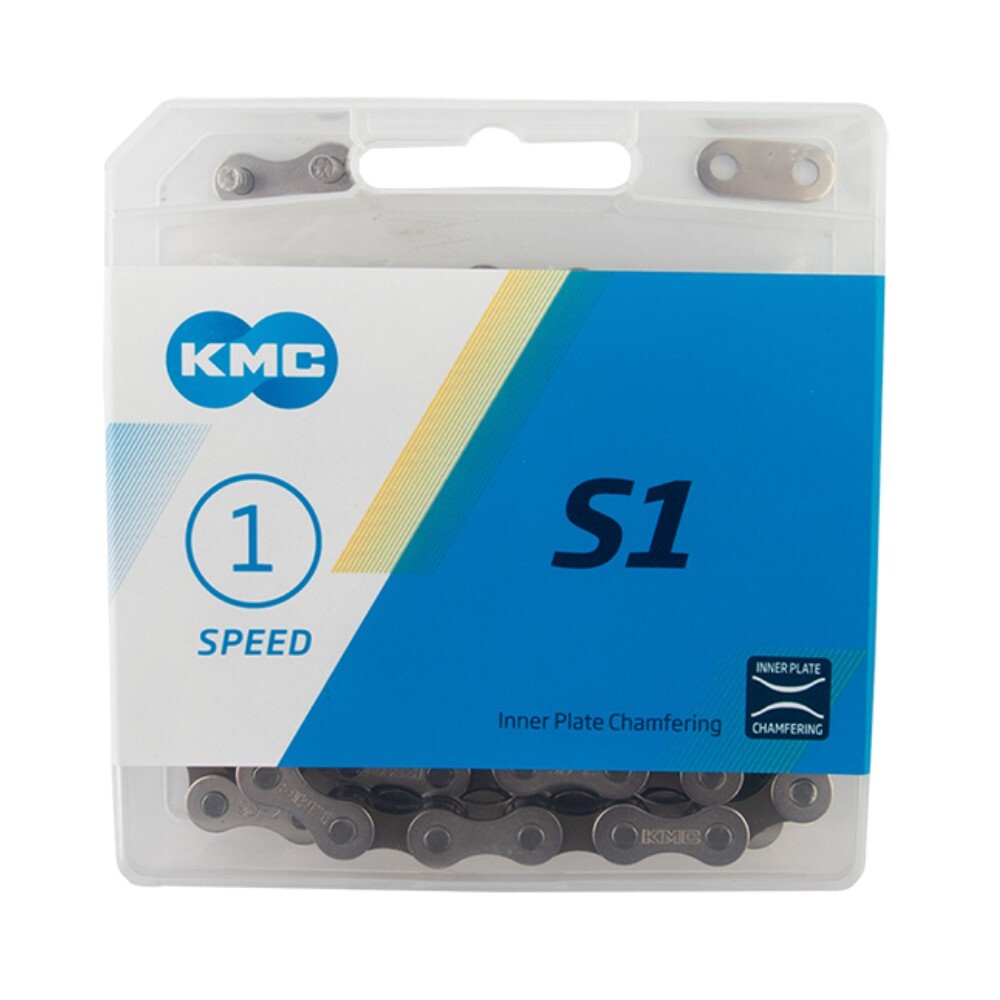 KMC S1 Chain Single Speed 1/2×1/8 Silver/Black 112 Links w/ Quick Link