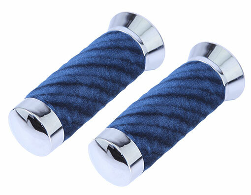 GENUINE VINTAGE LOWRIDER 150MM LONG BICYCLE CUSTOM SWIRL VELOUR GRIPS IN BLUE.
