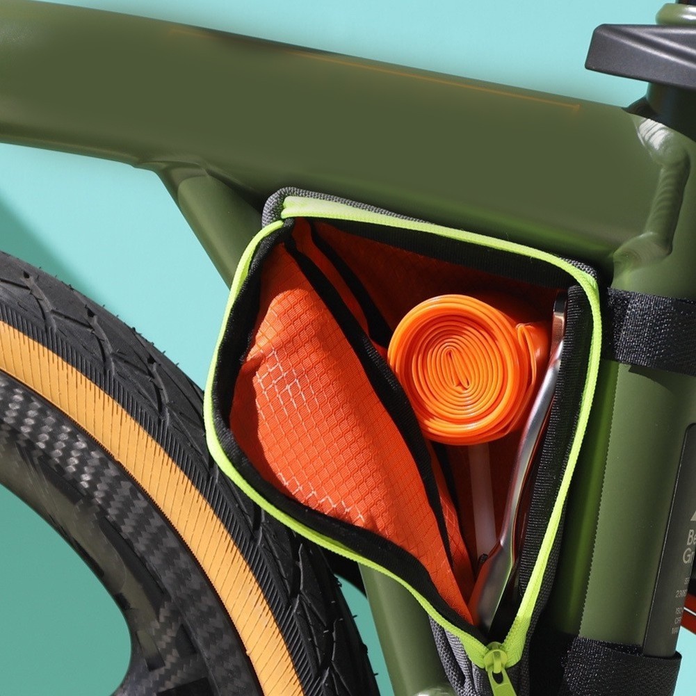 Compact Triangular Bicycle Bag for Brompton Frame 5.51×4.13×1.65 inch Green PU
