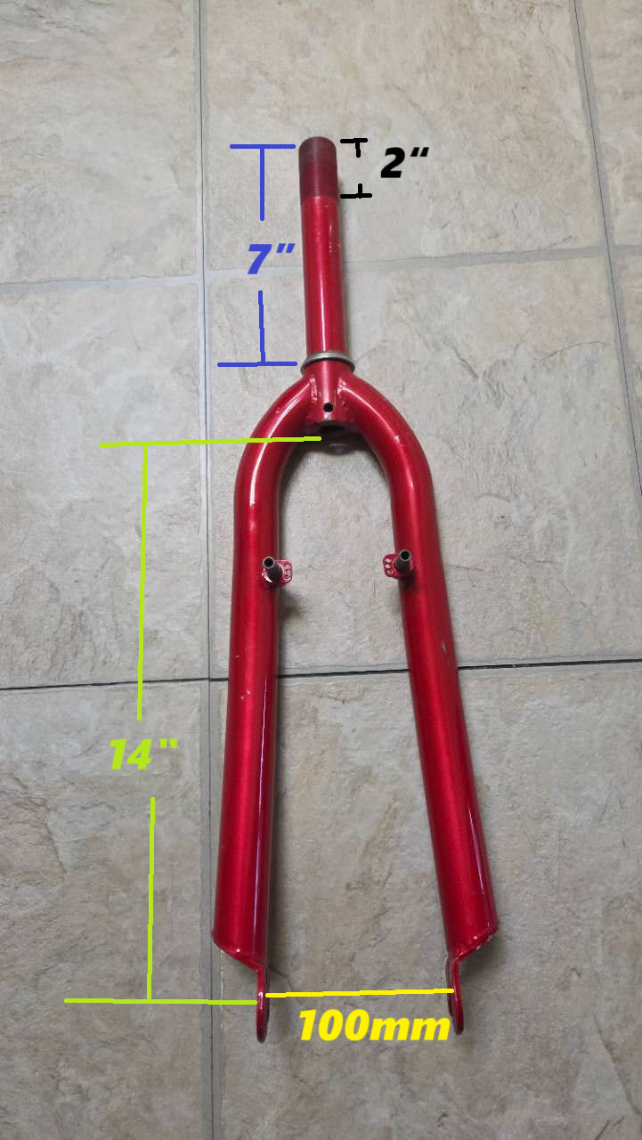 26‘’ bike /e bike v brake 1-1/8″ chromoly threaded front fork red .
