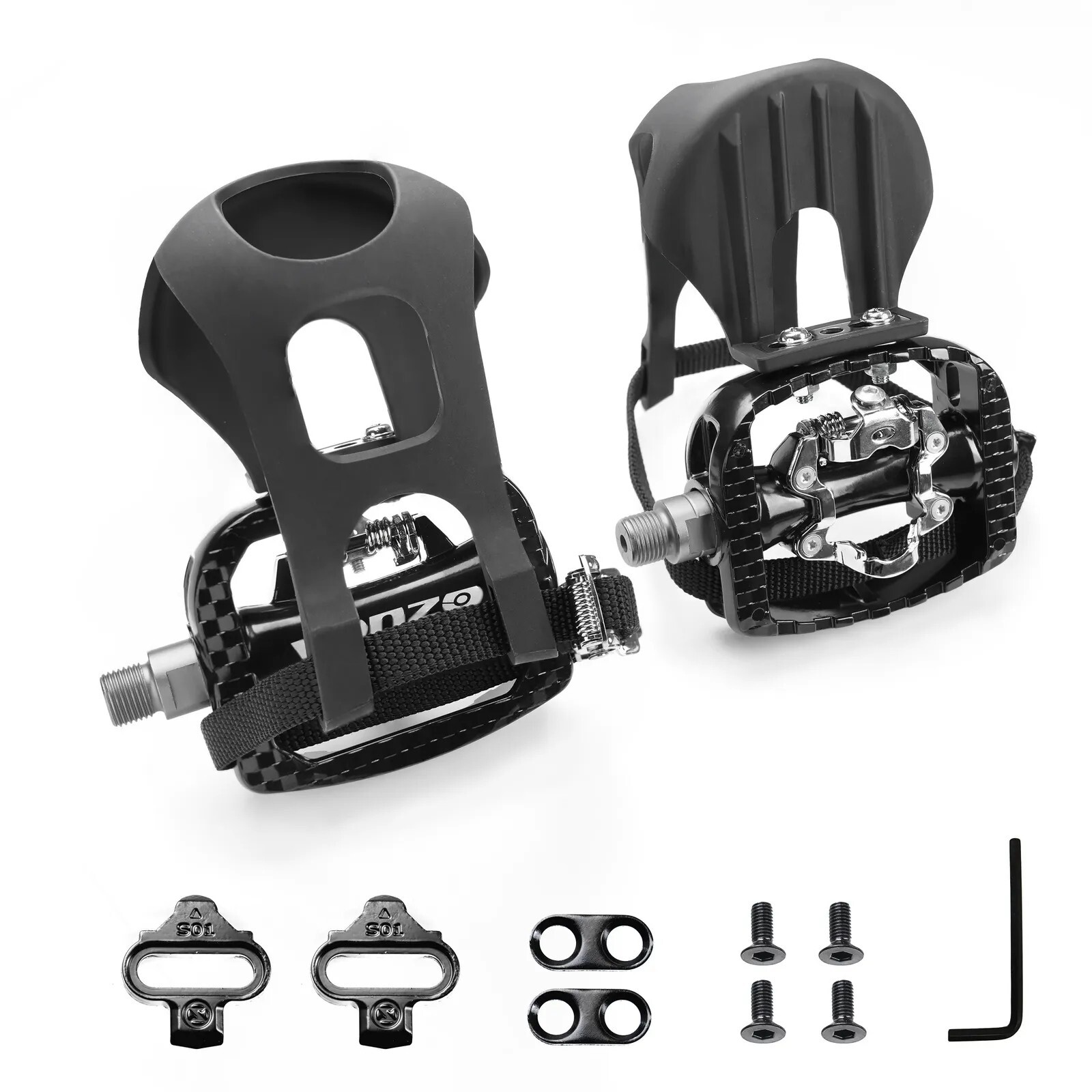 VENZO Bike Toe Clips Cages & Cleats – Compatible with Shimano SPD Pedals – Fi…