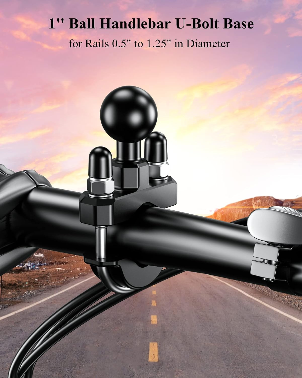 BRCOVAN 1» Ball Handlebar U-Bolt Mount, Fit Rails Diameter 0.5» to 1.26» | Co
