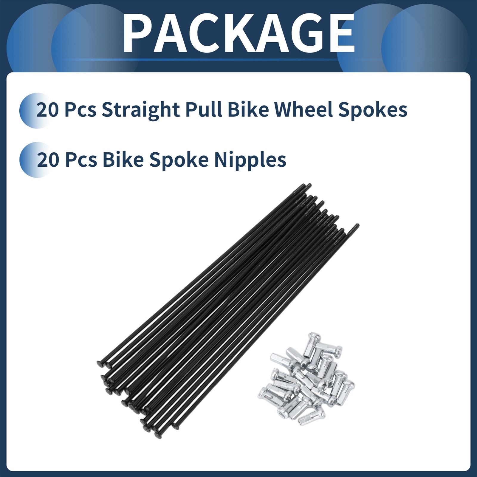 20 Set 14G Straight Pull Bicycle Spokes 139mm Straight Pull Bike Wheel Spokes