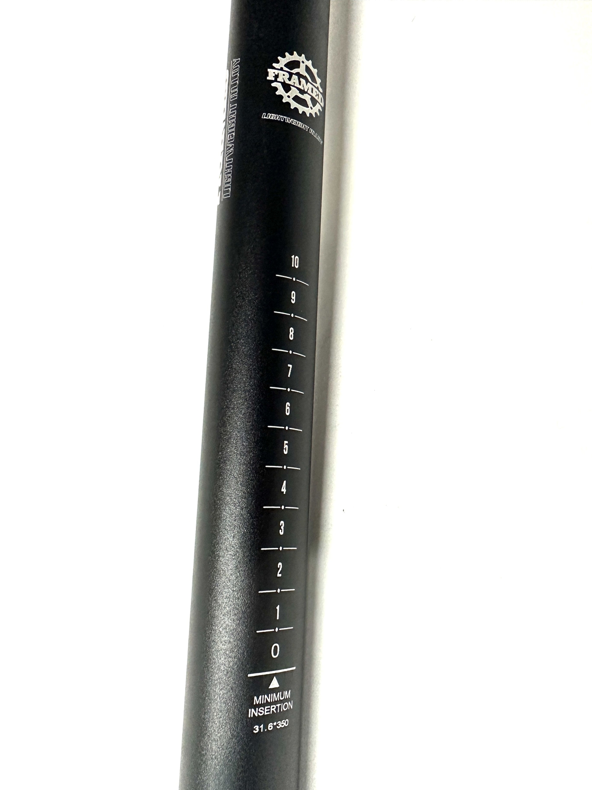 FRAMED Light Weight Alloy MTB Road Bike Seatpost 31.6mm X 350mm Black NEW