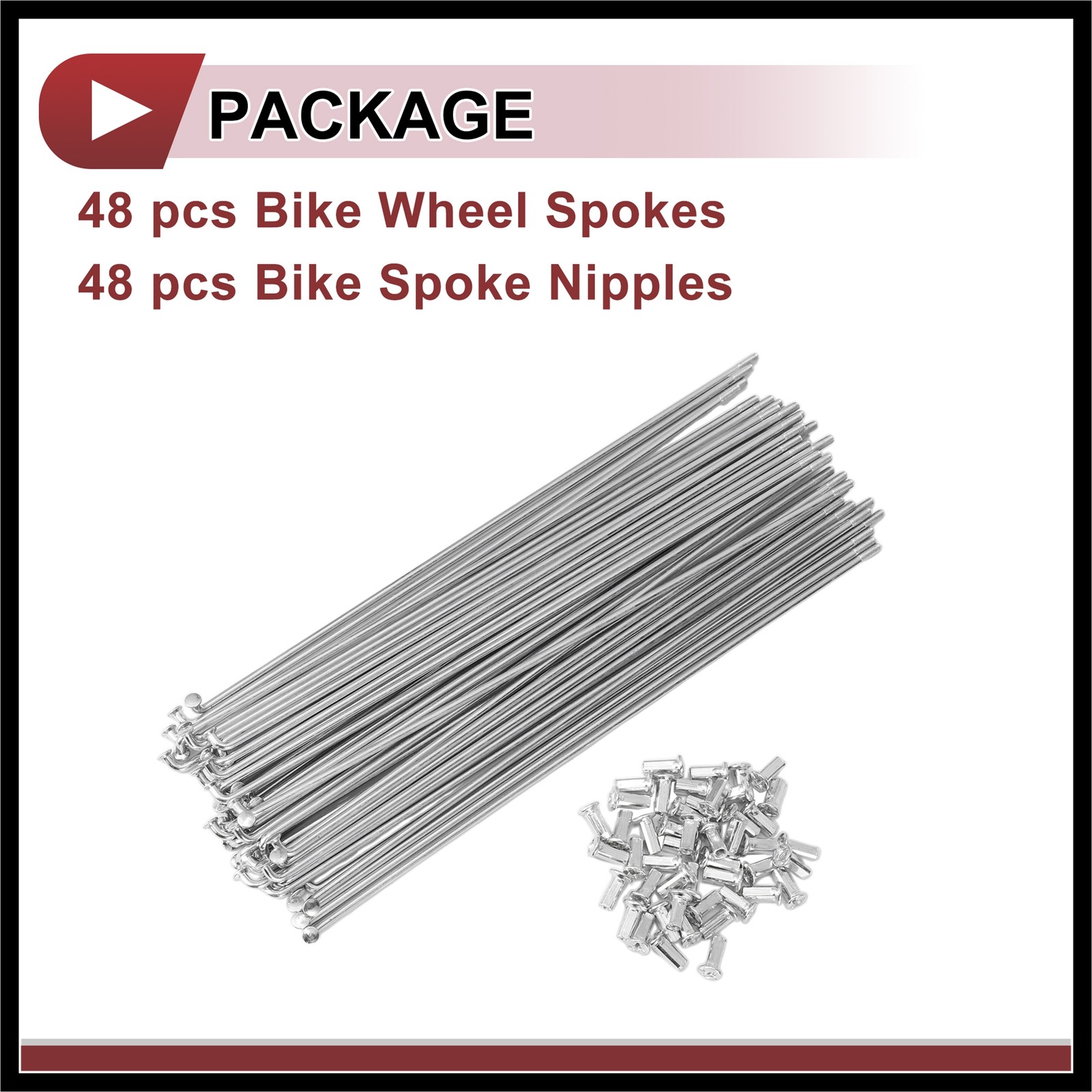 48 Set 10G Bicycle Spokes 250mm Bike Wheel Spoke Carbon Steel Galvanized