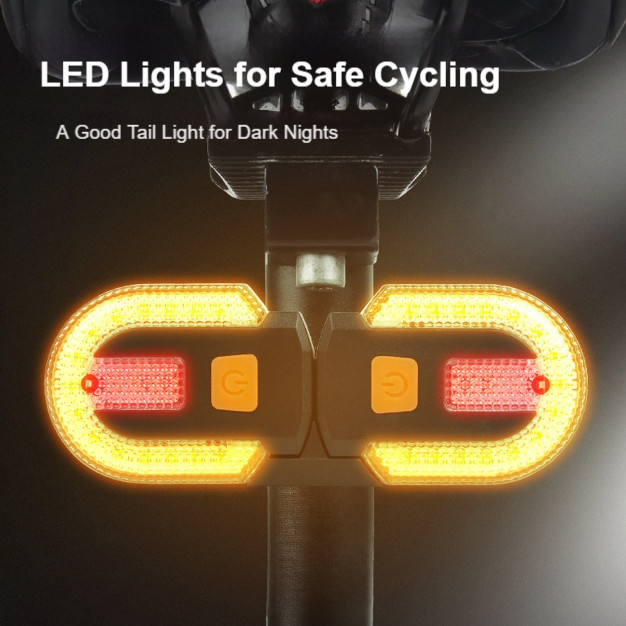 Wireless Bike Turn Signal Light USB Rechargeable with Remote for Easy Operation