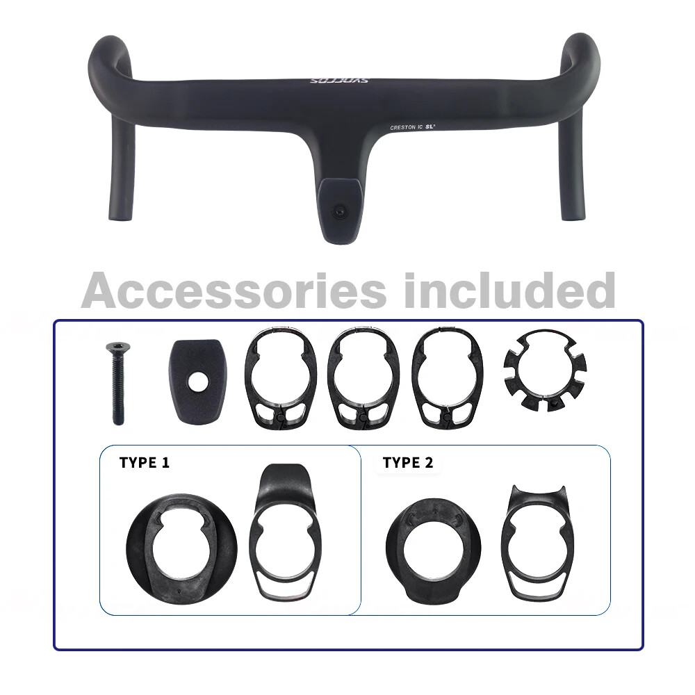 Carbon Road Bike Handlebar Internal Cable Integrated Drop Bar with Spacers