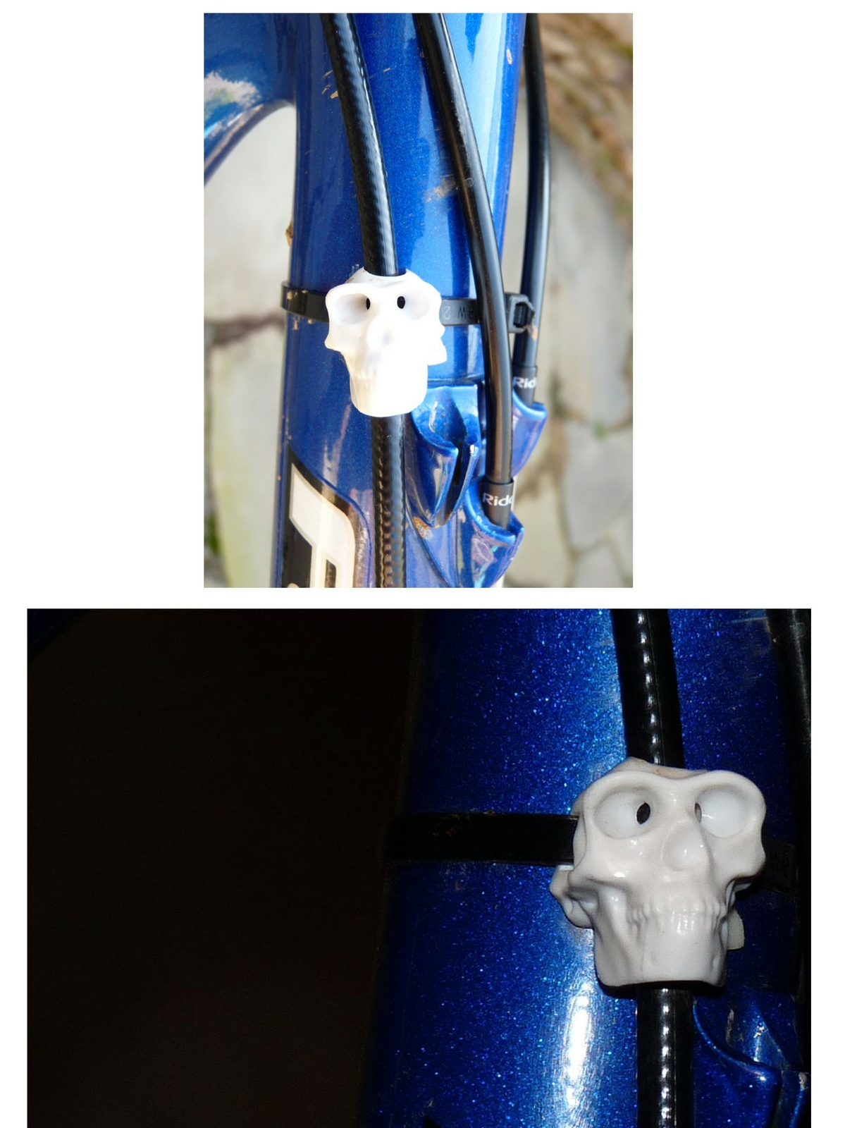 Dirty Dog Skull Road MTB eBike Riding Housing Hose Cable Guides 2PCS White Bike