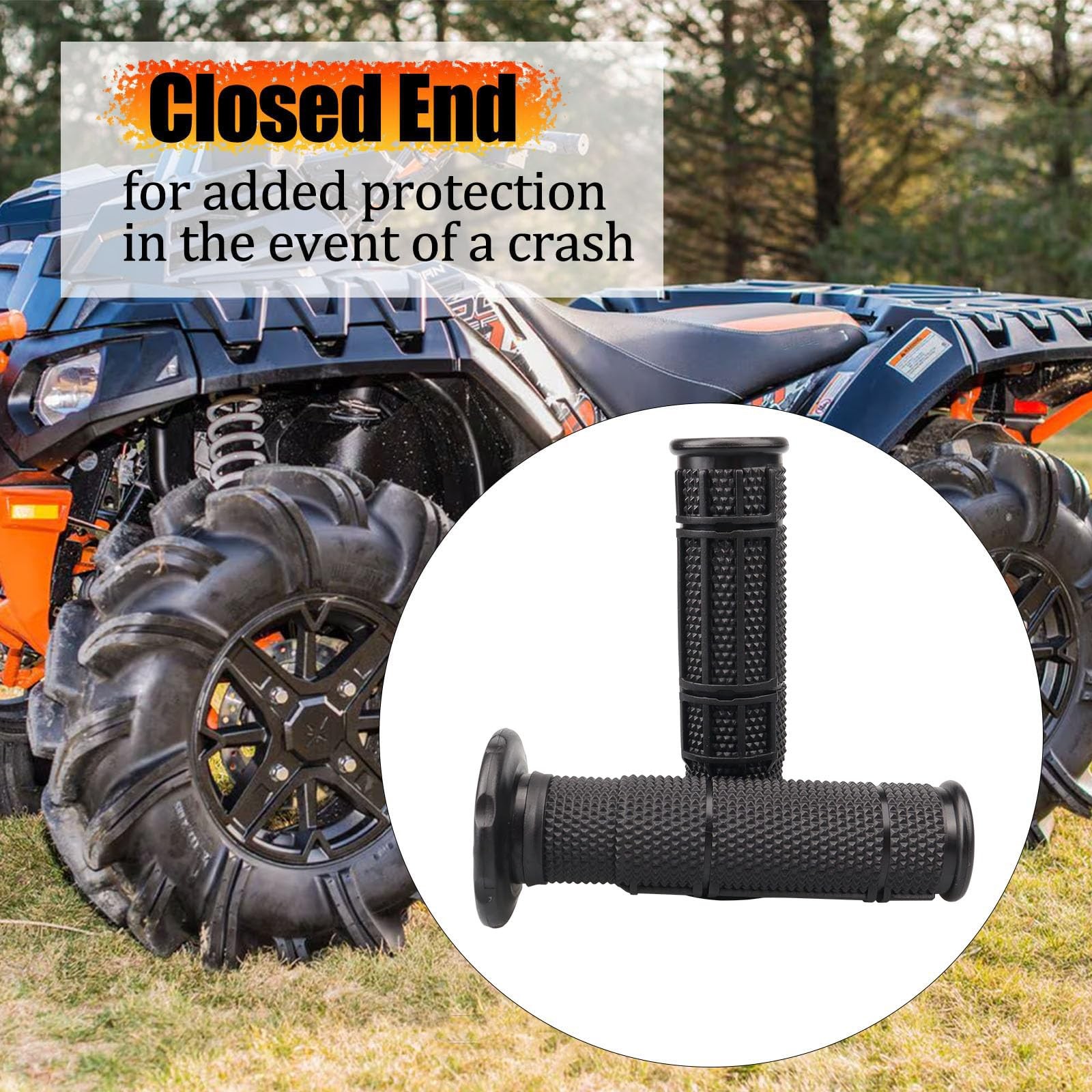7/8» ATV Grips Upgrade Universal Handlebar Soft Rubber Thumb 1, Black
