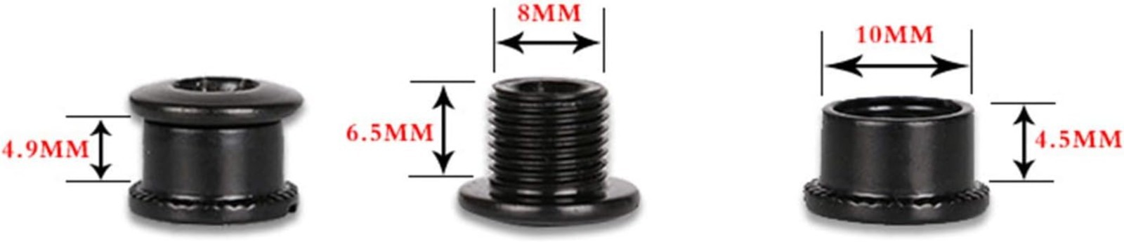 Durable MTB Chainring Fixing Bolts – Set of 5 Black 4.9mm High Strength Steel