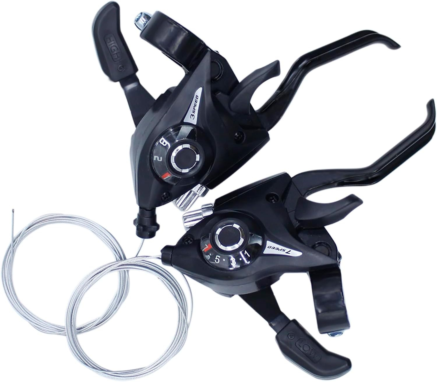 Bike Gear Shifter 3 X 7 21 Speed Bicycle Brake Levers with Gear Indicator and Le