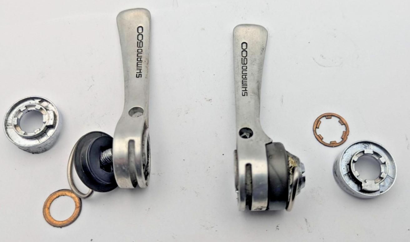 Shimano 600 SL-6208 Down Tube SHIFTERS SIS 6 speed Index / Friction GOOD TABS 6S