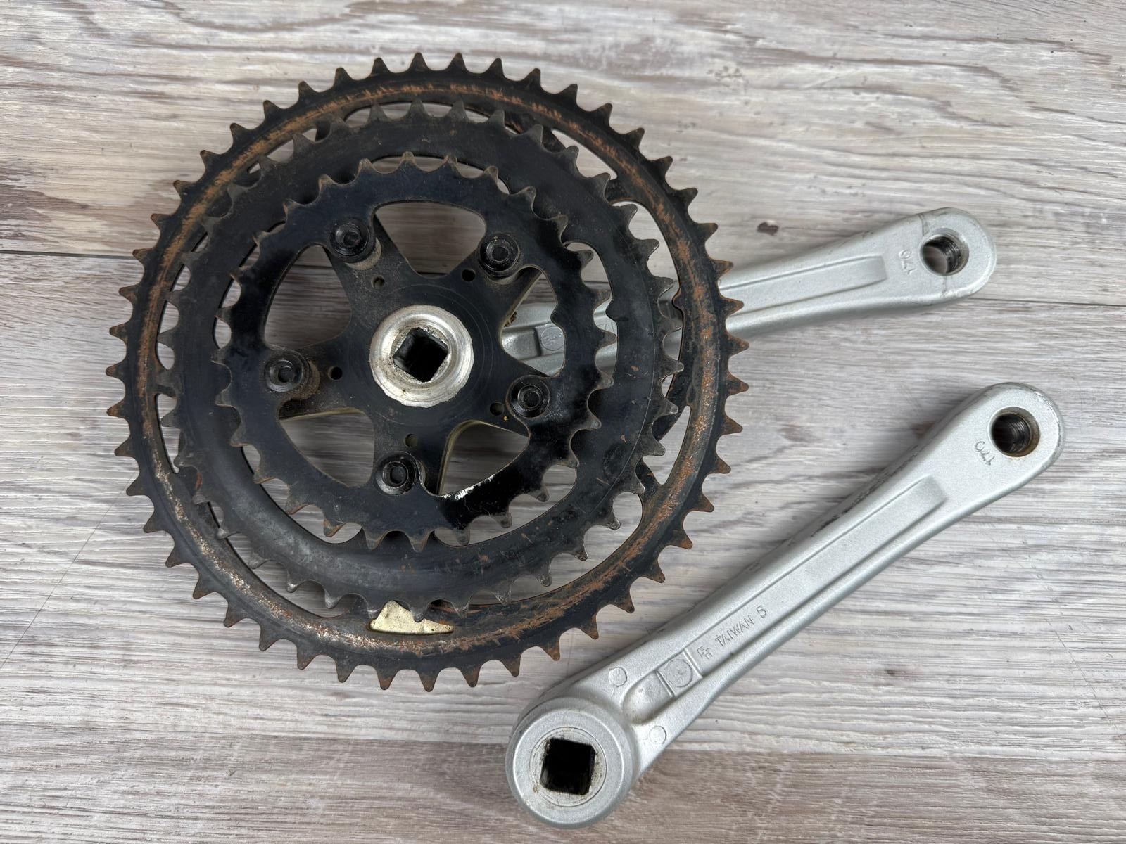 Vintage Sakae XCU Triple Mountain Bike Square Taper Crankset 170mm 48 /38 /28T