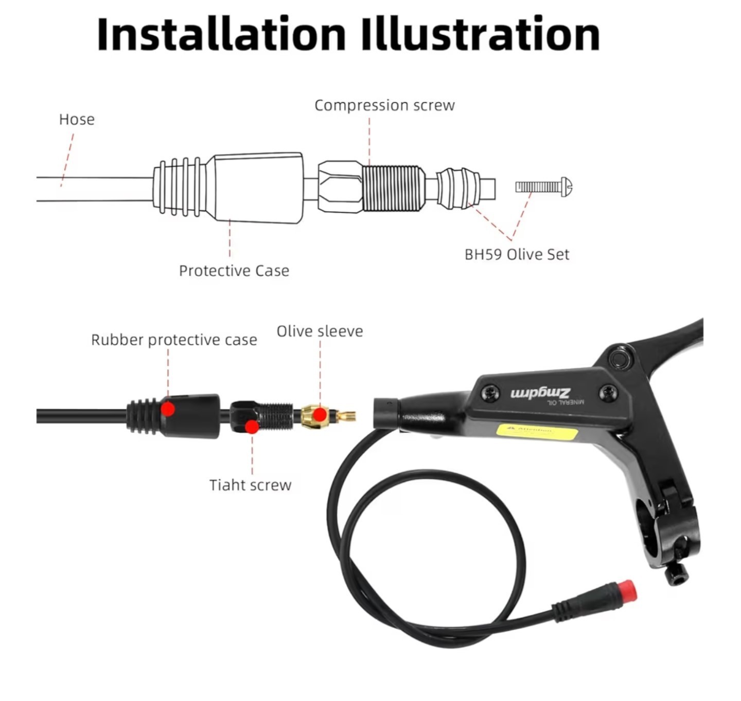 ZTZ eBIKE HYDRAULIC BRAKE SET IN AN OPEN BOX