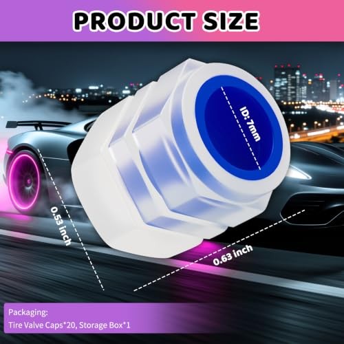 20PCS 5-Color Glow in The Dark Tire Valve Caps,Essential Glow in The Dark