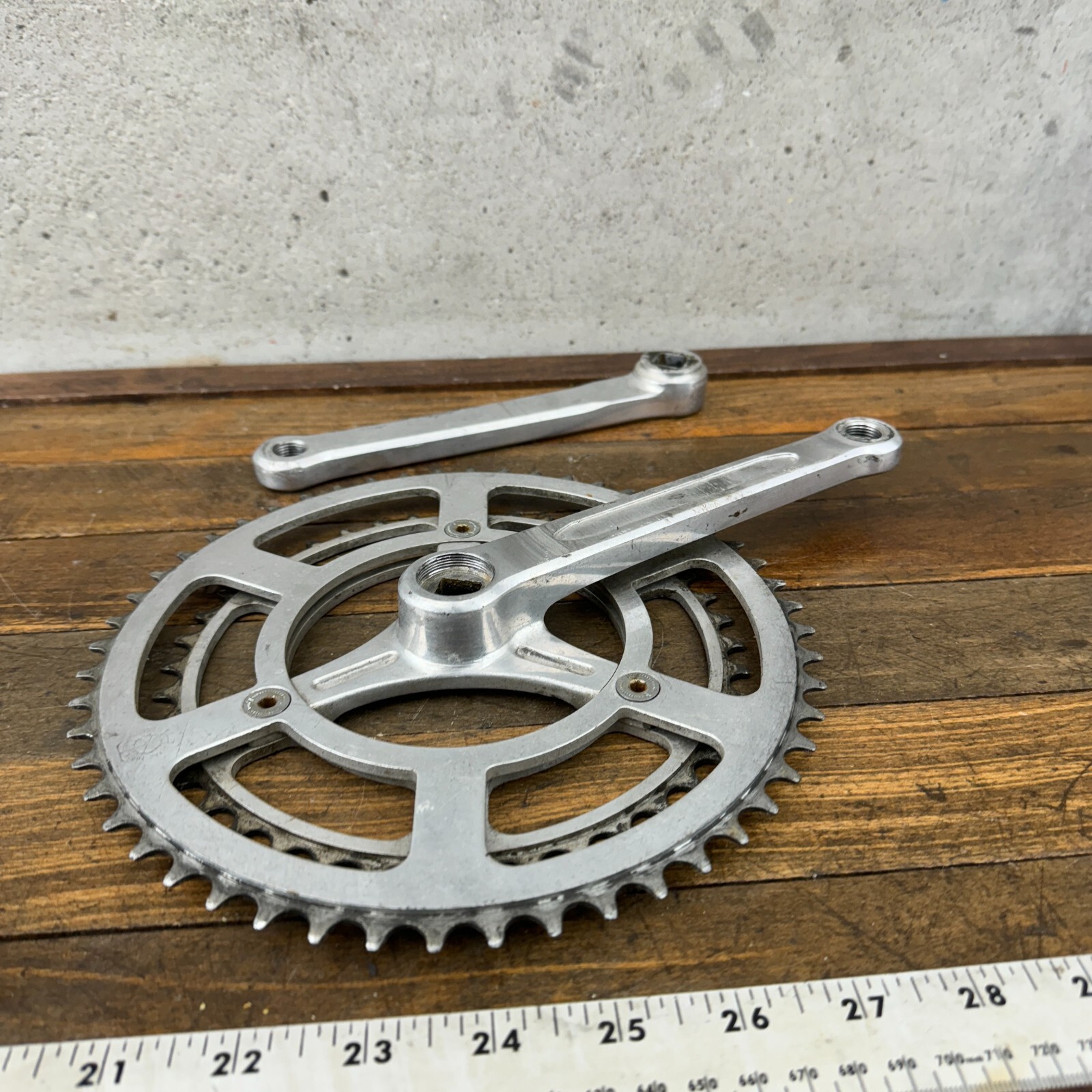 Vintage TA Professional Crank Set 170 mm 3 Arm 1970s France Eroica 3 Hole Alloy