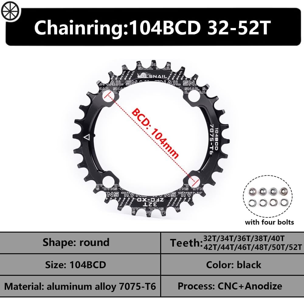 MTB Crankset 32T-52T 170mm Hollow Aluminum Alloy Bike Crank Bottom Bracket