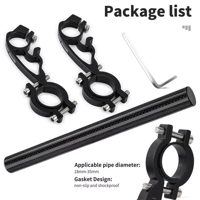 West Biking Bicycle Handlebar Extender Carbon Fiber Double Clamp Mount 18-35mm