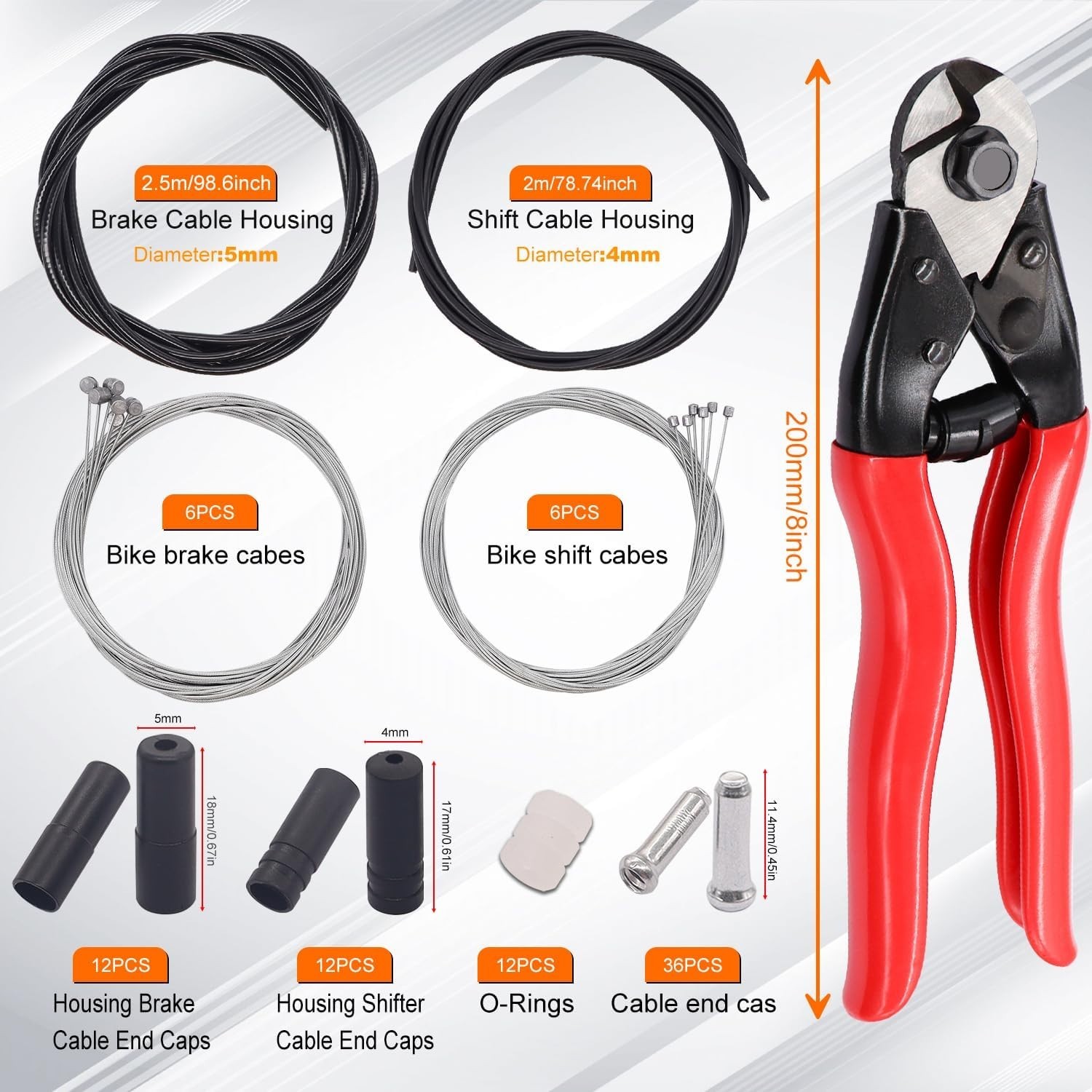 Stainless Steel Bicycle Cable Kit Brake & Shifter Housing Wire Cutter & End Caps