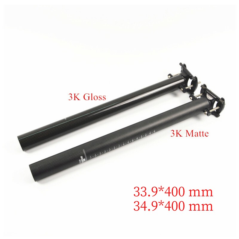 Carbon Bicycle Seatpost 33.9/34.9*400mm Folding Bike Seat Post Black No Logo