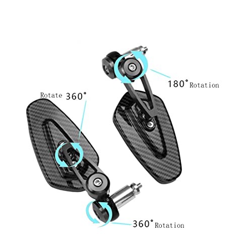 7/8» Carbon Fiber Motorcycle Side Mirror, 22mm Handlebar Fit, Inverted bar