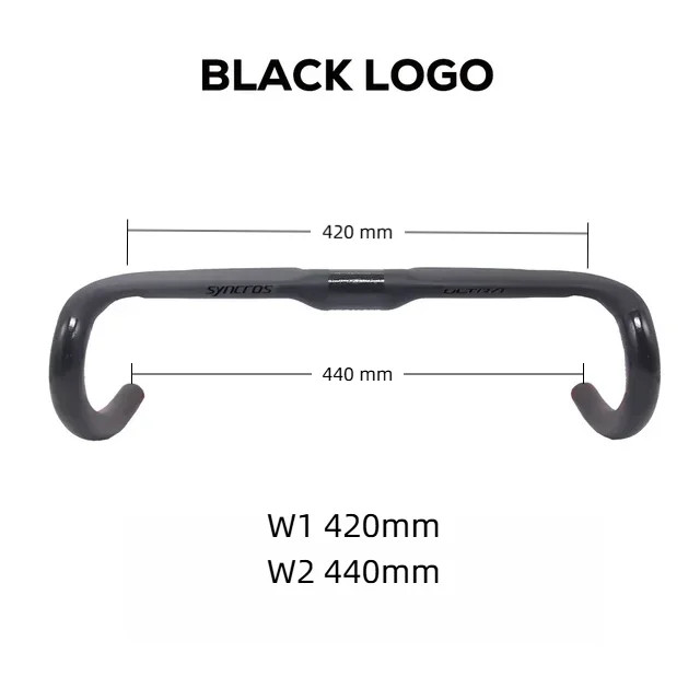 Road Bike Handlebar 380mm/400mm/420mm/440mm Black Matt Fully Internal Routing