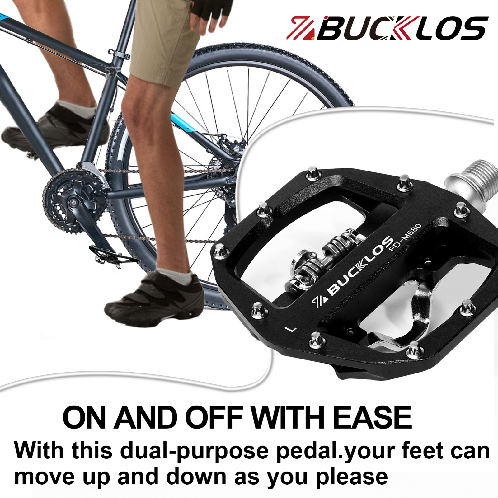 US Flat/SPD Self-locking Pedals Fit Shimano/SRAM MTB/Road Bike 9/16″ Lightweight