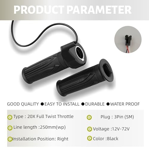 20X Full Twist Throttle Grip（SM Plug） for Ebike 12V-72V, Universal Electric