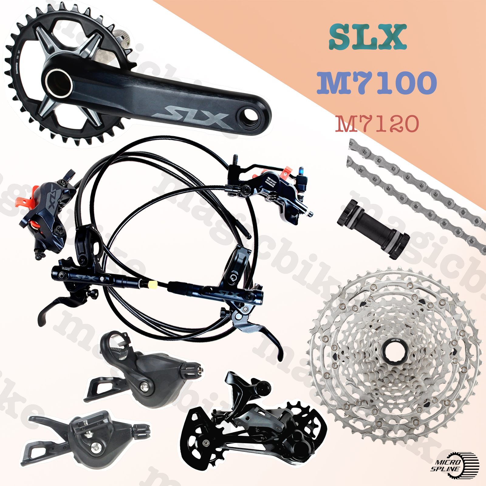 Shimano SLX M7100 1×12 Spd & M7120 Brakes Groupset w/Crankset MTB