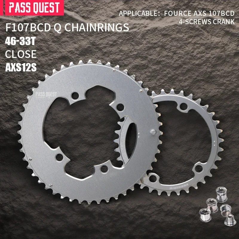 107BCD Double Chainring for 12S Road/Gravel Bike 46-33T 48-35T 50-37T 52-39T