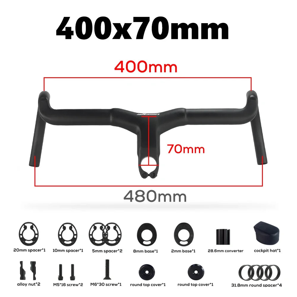 Full Carbon Fiber Integrated Road Bicycle Handlebar -6 Degree 31.8mm Clamp