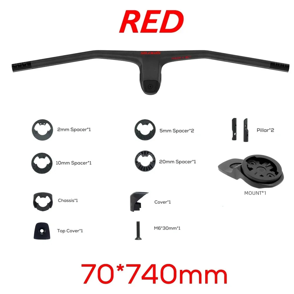 740MM -20 Degrees Full Carbon Fiber Integrated Cockpit MTB Riser Flat Handlebar