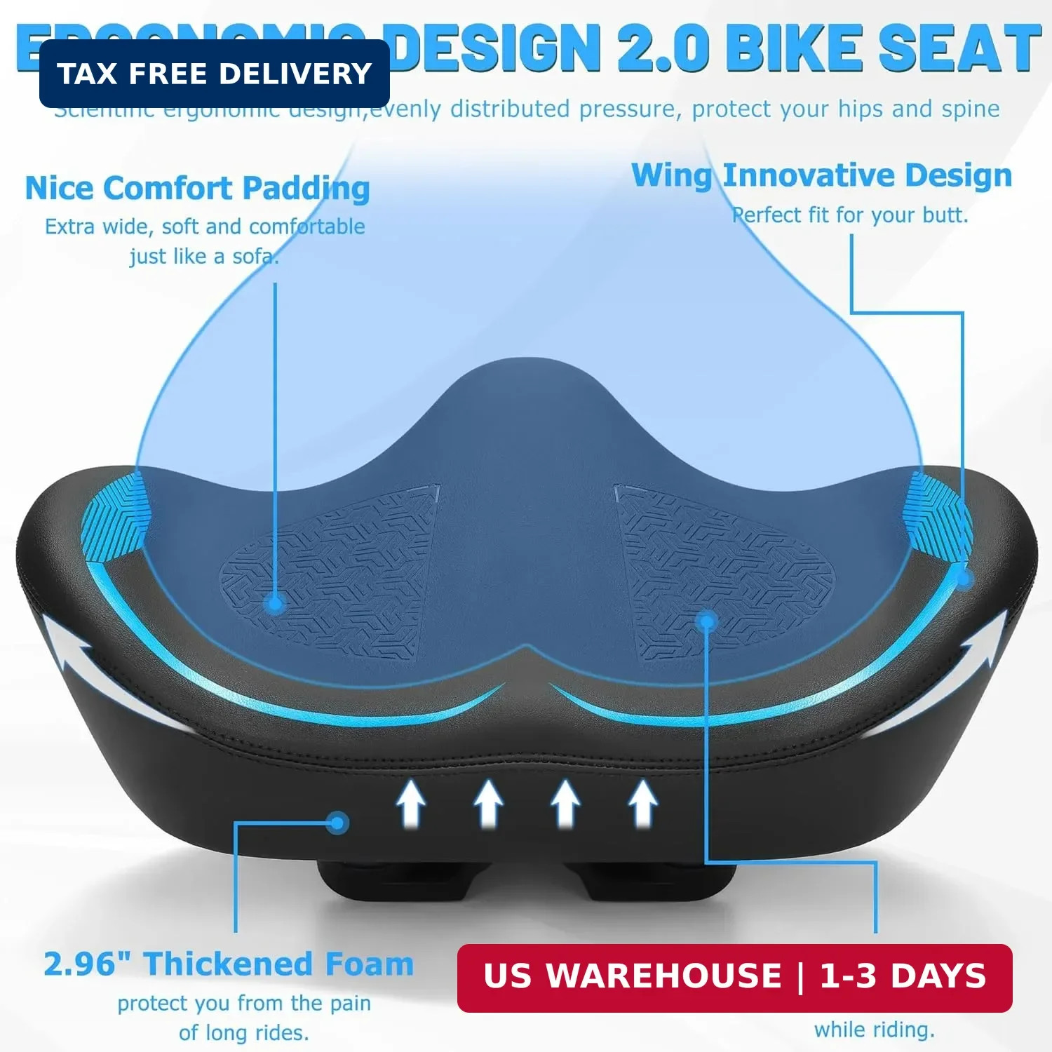 CDYWD Noseless Oversized Bike Seat for Men Women Comfort, Extra Wide Padded Bicy