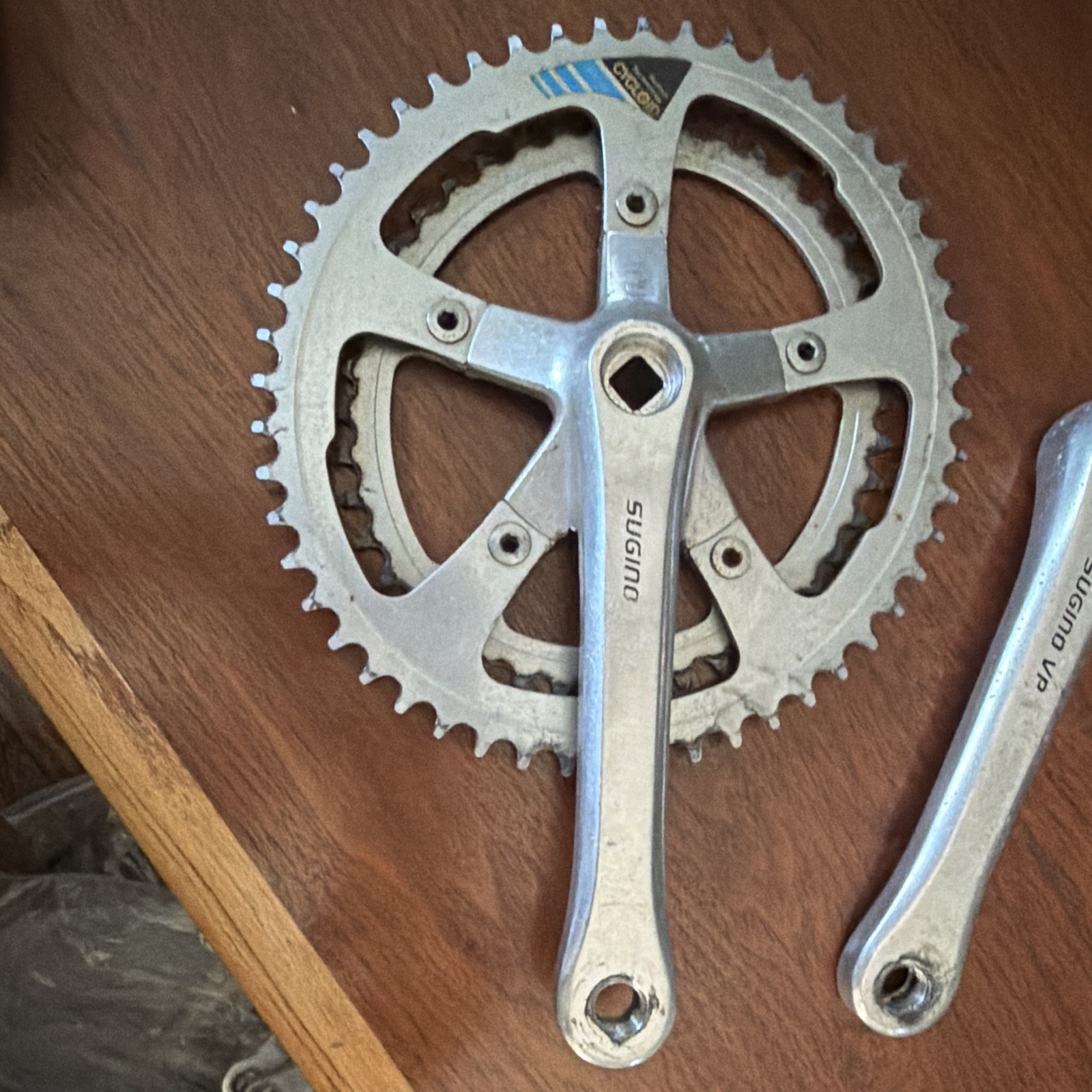 Sugino VP Double Chainring Crankset Square Taper 170mm Silver Road Bike