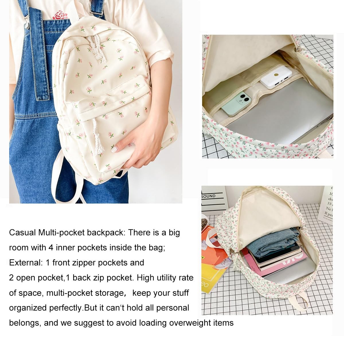 Kehpish Height:15.7″(40CM) Bottom width: 11.4″(29cm), B Style– Beige Floral