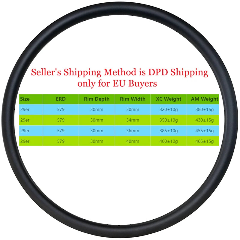 29er MTB XC AM Bicycle 30/34/36/40X30mm Carbon Rim 30/34/36/40mm Wide UD Ring