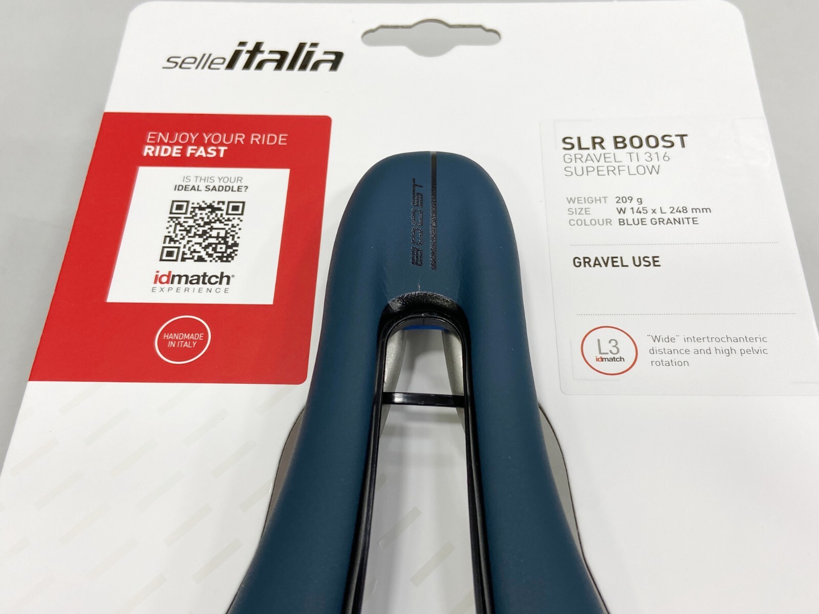 Selle Italia SLR Boost Gravel Ti316 Superflow L3(145x248mm) Saddle Blue Granite