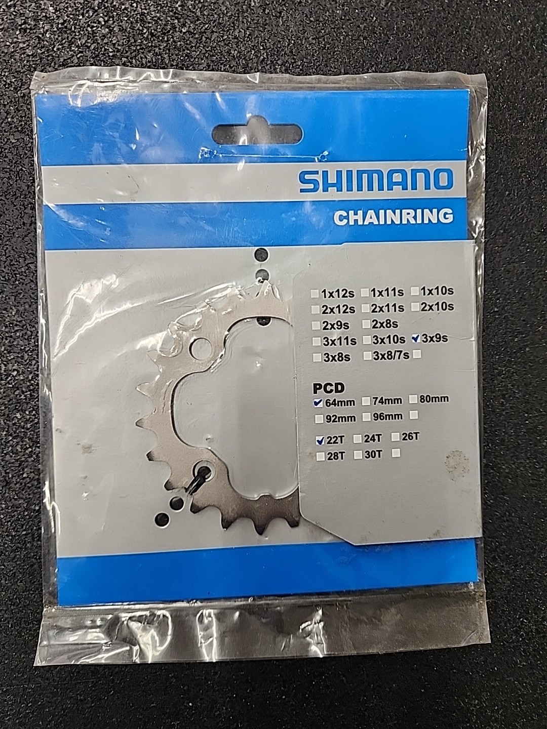 Shimano Chainring 3x9s 64mm 22t New
