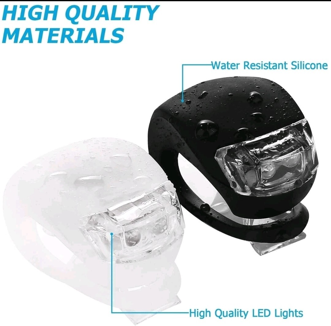 REFUN Bicycle Light Front Rear Silicone LED Bike Light 4Pack White Black NEW