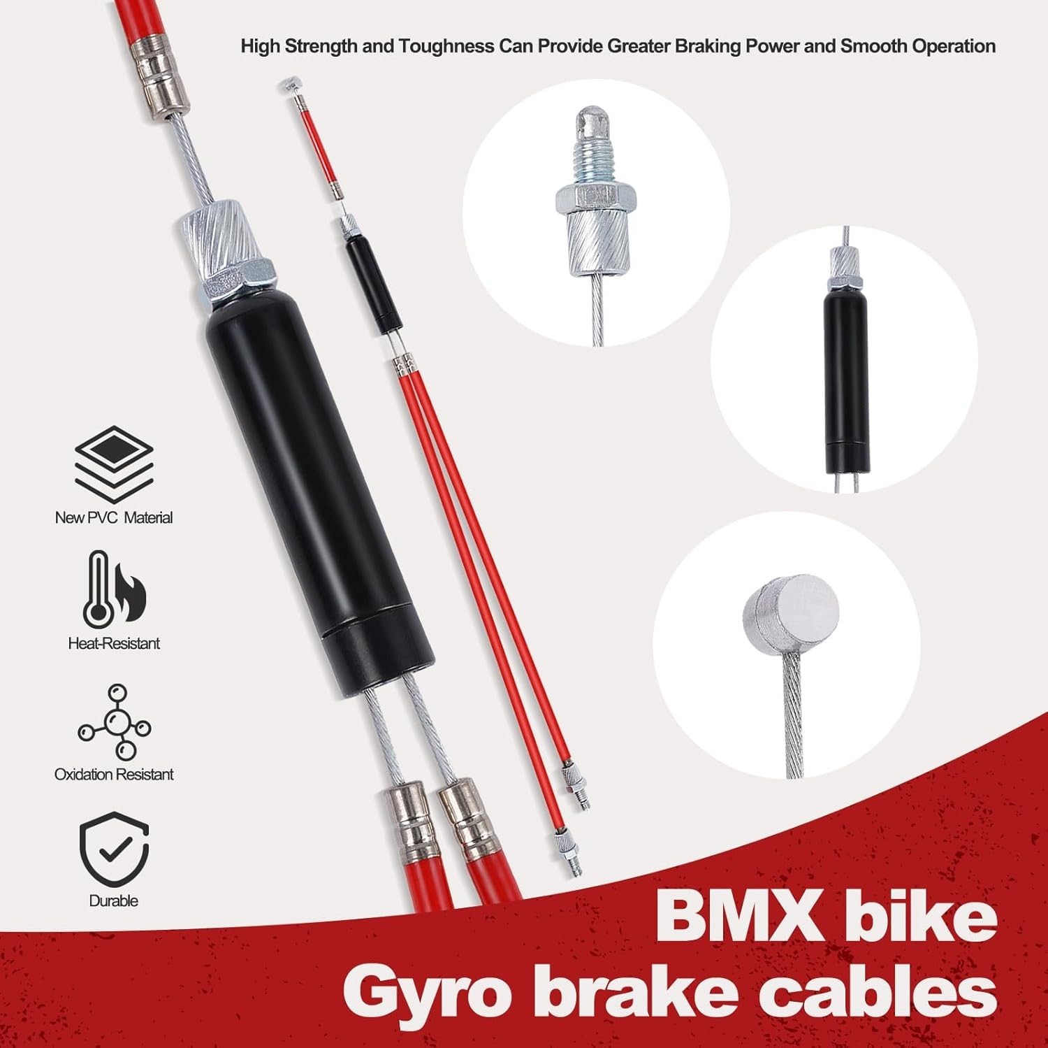 BMX Gyro Brake Cable Set Front Rear Upper Lower Rotor Kit for 20 Inch Bike