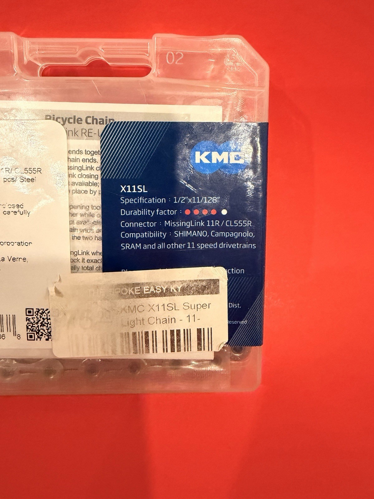 KMC X11SL 11-Speed Silver Steel Bike Chain for Shimano/SRAM Road/MTB