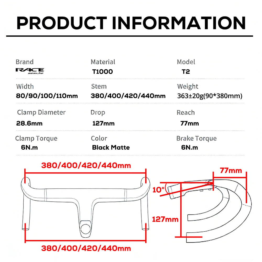 Internal Cable Full Carbon Aero Integrated Road Bike Cockpit -10 Degree Drop Bar