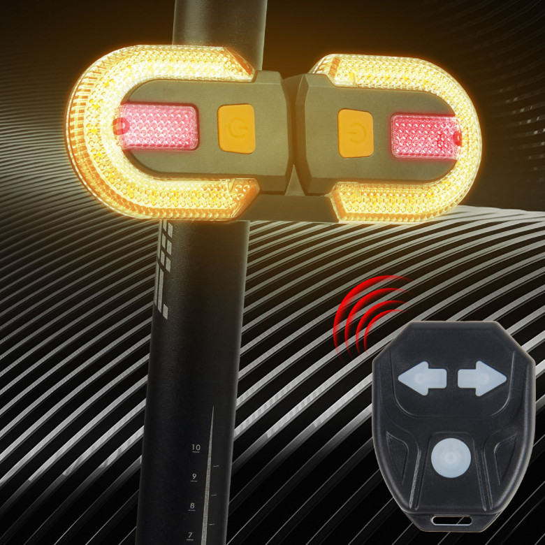 Wireless Bike Turn Signal Light USB Rechargeable with Remote for Easy Operation