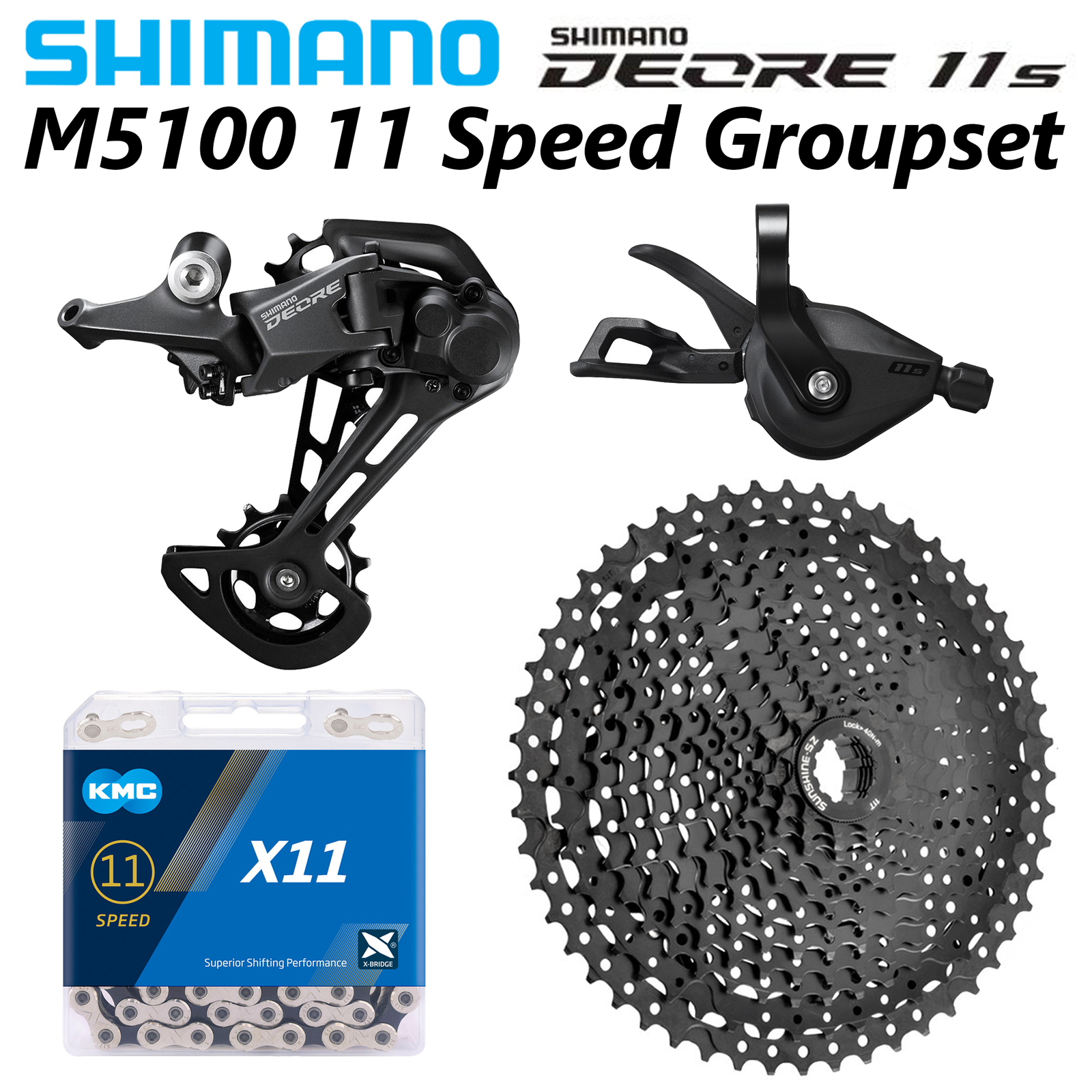Shimano DEORE M5100 1×11-Speed MTB Groupset 11-46/50/52T M5100 4 KIT KMC X11